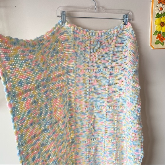 Vintage Knit Crochet Alphabet Baby Child Blanket Pastel Colours - Picture 2 of 5